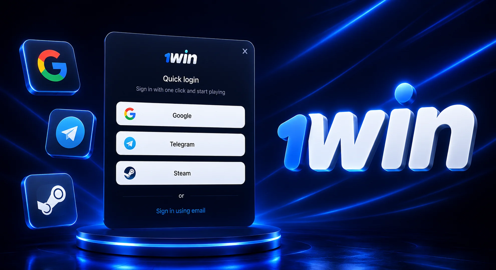 1win official one-click social media login with Google Telegram and Steam 2026